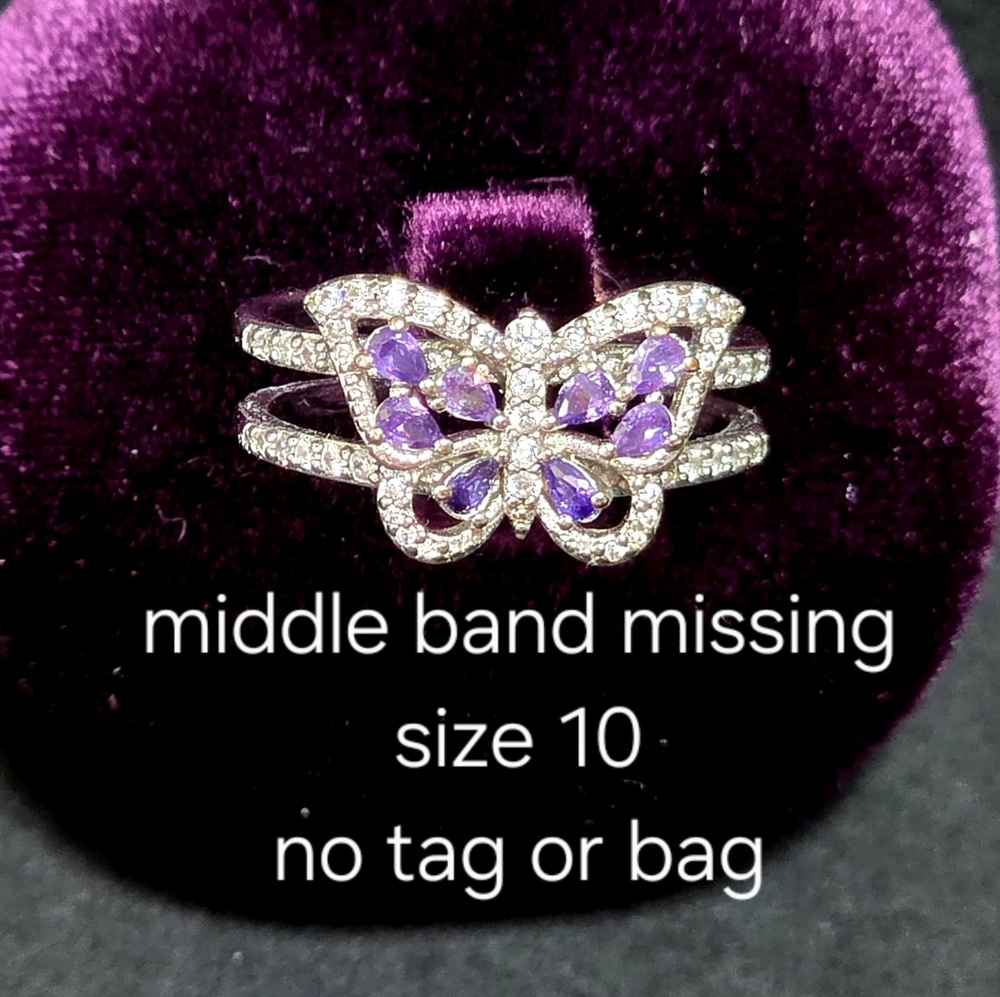 BP Silver and Purple Butterfly Ring